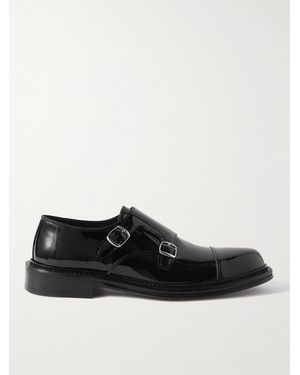 MR P. Patent-Leather Monk-Strap Shoes - Black