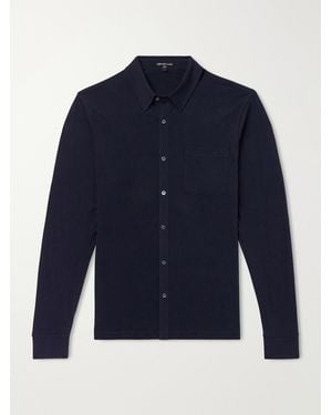 James Perse Clean Finish Slim-fit Cotton-jersey Shirt - Blue