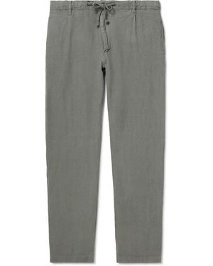 Hartford Tanker Tapered Linen Drawstring Pants - Green