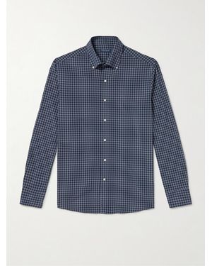 Peter Millar Orton Button-Down Collar Checked Woven Shirt - Blue