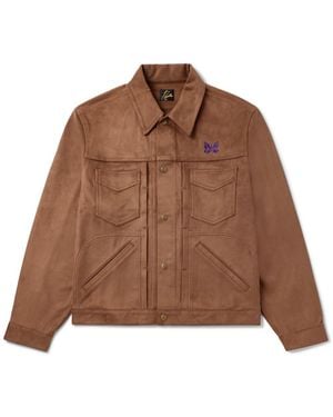 Needles Penny Jean Logo-Embroidered Brushed Jacket - Brown