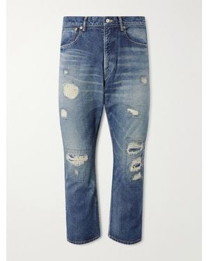 Beams Plus Straight-Leg Distressed Jeans - Blue