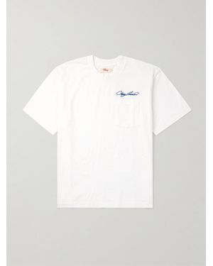 CHERRY LA T-Shirt aus Baumwoll-Jersey mit Logostickerei in Distressed-Optik - Weiß