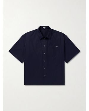 Loewe Anagram-Embroidered Cotton-Twill Shirt - Blue