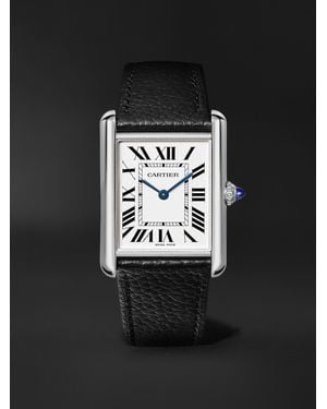 Cartier Tank Must 33.7Mm Stainless Steel And Leather Watch, Ref. No. Crwsta0109 - Black