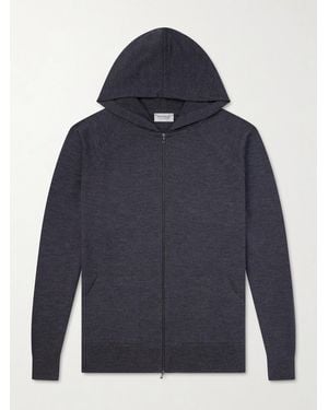John Smedley Carty Merino Wool Zip-Up Hoodie - Blue