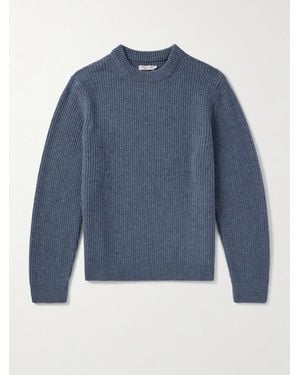 Nudie Jeans August Ribbed Wool Jumper - Blue