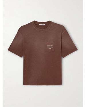 Acne Studios Exford U Oversized Logo-Print Distressed Cotton-Jersey T-Shirt - Brown
