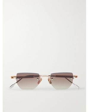 sato Terebellum Ii Rimless Square-Frame-Tone Titanium Sunglasses - Natural