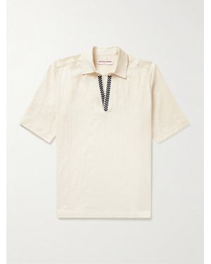 Orlebar Brown Ridley Polohemd aus Biobaumwollgaze mit Stickereien - Natur