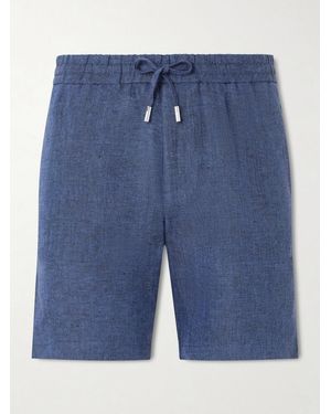 MR P. Straight-Leg Herringbone Linen Shorts - Blue