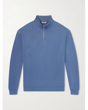 AURALEE Cotton Half-Zip Sweatshirt - Blue