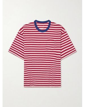 Visvim Striped Knitted Wool And Cotton-blend T-shirt - Red