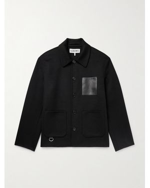 Loewe Leather-Trimmed Wool And Cashmere-Blend Overshirt - Black