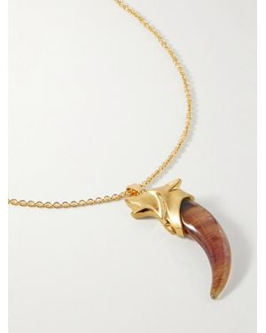 Jacques Marie Mage Yellowstone Vi Faithful-Plated, Horn And Tiger's Eye Pendant Necklace - Metallic