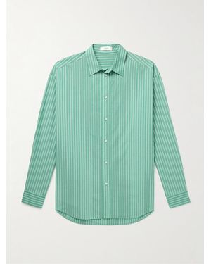 The Row Miller Striped Cotton-Poplin Shirt - Green