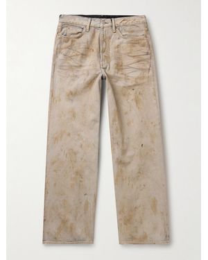 Acne Studios 1981 Wide-Leg Distressed Coated Jeans - Natural