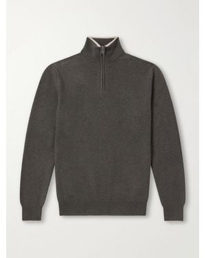 Fedeli Ape Half-Zipped Cashmere Jumper - Grey
