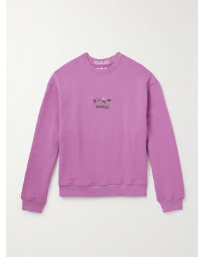 MANAAKI Logo-Embroidered Cotton-Jersey Sweatshirt - Purple