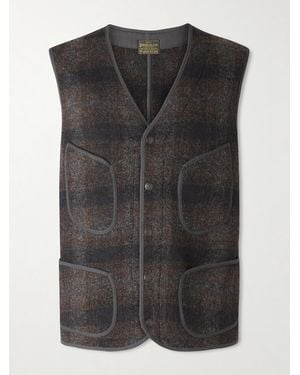 RRL Monroe Slim-fit Checked Wool And Cotton-blend Vest - Black