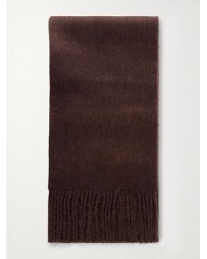 Acne Studios Vinnie Fringed Logo-embroidered Alpaca And Wool-blend Scarf - Brown