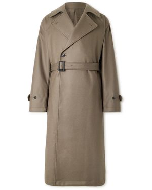 Ssstein Oversized Double-Breasted Belted Wool-Twill Coat - Natural