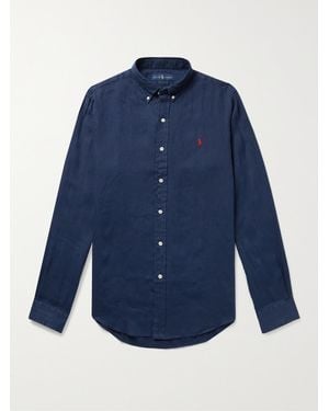 Polo Ralph Lauren Slim-Fit Button-Down Collar Linen Shirt - Blue