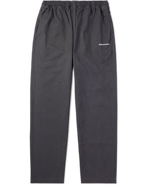 thisisneverthat Easy Straight-leg Logo-embroidered Cotton-twill Pants - Gray