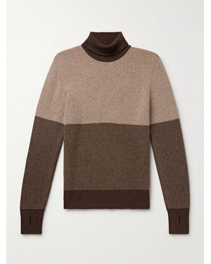 Oliver Spencer Talbot Colour-block Wool Rollneck Jumper - Brown