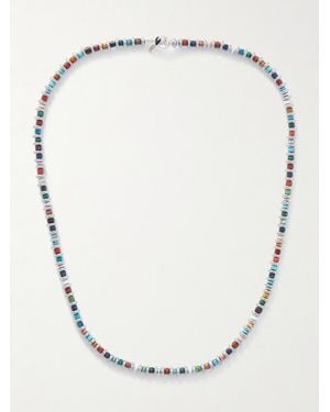 Mikia Silver Multi-stone Beaded Necklace - White
