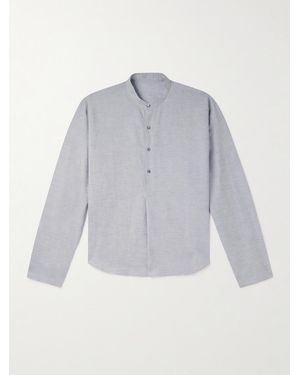 STÒFFA Grandad-Collar Linen And Cotton-Blend Half-Placket Shirt - Grey