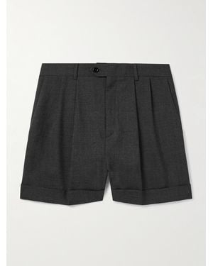 Celine Gerade geschnittene Shorts aus Wolle mit Falten - Schwarz