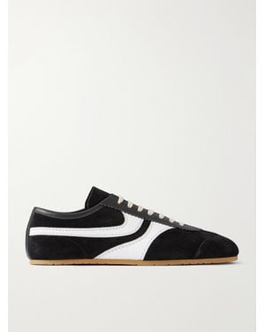 Dries Van Noten Leather-Trimmed Suede Trainers - Black