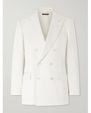 Tom Ford Double-breasted Silk-gabardine Blazer - Natural