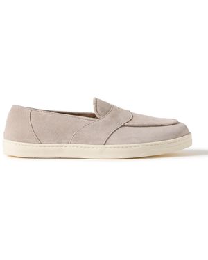 George Cleverley Joey Suede Penny Loafers - White