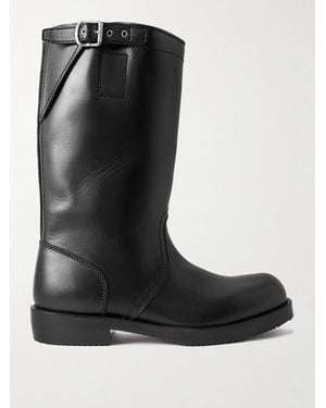 Dries Van Noten Buckled Leather Boots - Black