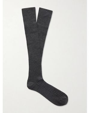 Brunello Cucinelli Ribbed Wool And Cashmere-Blend Socks - Black