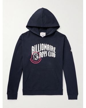 Moncler Genius Billionaire Boys Club Logo-Print Appliquéd Cotton-Jersey Hoodie - Blue