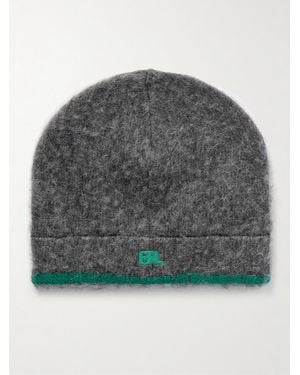 ERL Logo-Embroidered Brushed Wool-Blend Beanie - Grey