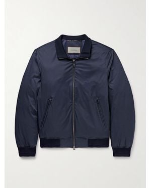 Canali Leather-Trimmed Shell Down Bomber Jacket - Blue