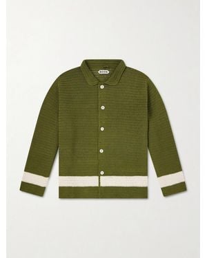 Bode Marsh Striped Crocheted Cotton Shirt - Green
