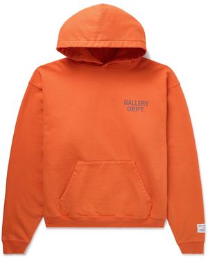 GALLERY DEPT. 90's Oversized Logo-Print Cotton-Jersey Hoodie - Orange