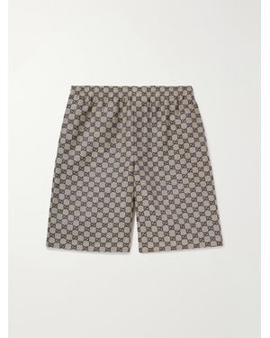 Gucci Gg Linen Blend Canvas Shorts - Grey