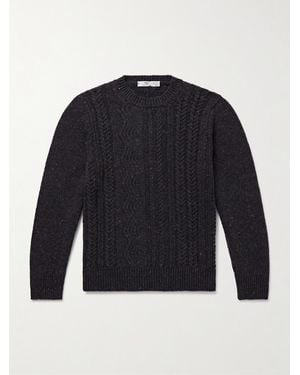 Inis Meáin Ridge Cable-Knit Merino Wool And Cashmere-Blend Jumper - Blue