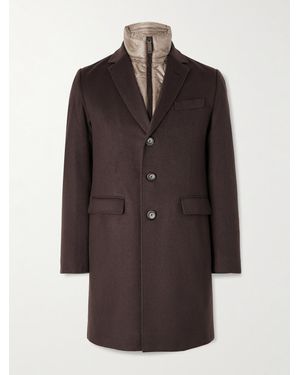 Herno Quilted Nylon-Trimmed Cashmere Top Coat - Brown
