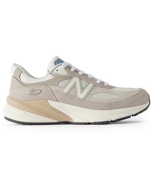 New Balance 990V6 Leather-Trimmed Mesh Sneakers - White