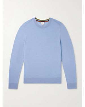 Paul Smith Logo-embroidered Merino Wool Jumper - Blue