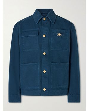 Versace Embellished Cotton-Canvas Blouson Jacket - Blue