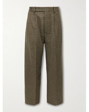 Bode Morris Pleated Straight-Leg Houndstooth Wool Trousers - Green