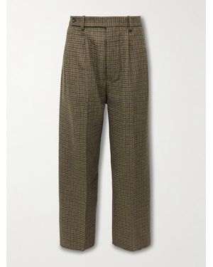 Bode Morris Pleated Straight-Leg Houndstooth Wool Trousers - Green